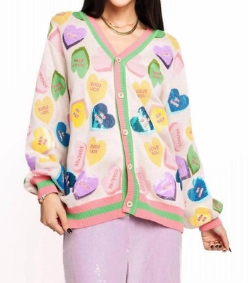Queen Of Sparkles Candy Sweetheart Cardigan Pale Pink