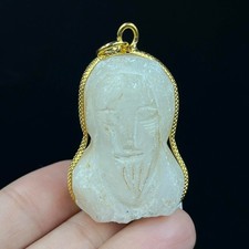 Stone Greek  carved roman stone caved figure 18k gold plated amulet