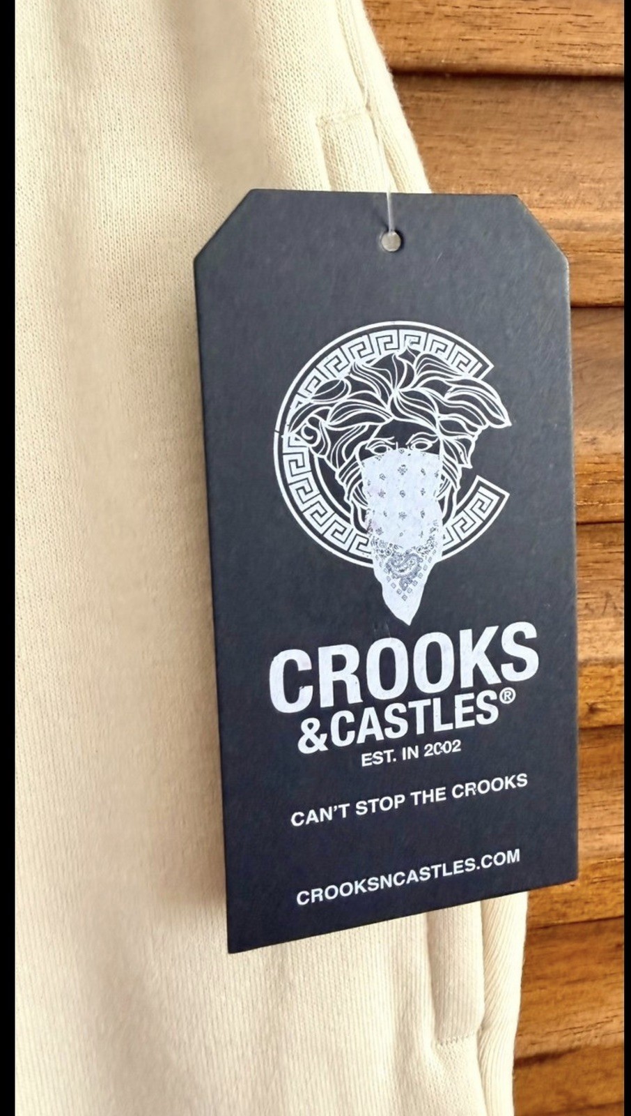 Crooks & Castles XL Jogger Men's Sweat Pants Raised Fleece cream color thumbnail 6