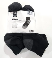 Member's Mark Mens Athletic Quarter Socks 10 Pairs Sizes 6-12 BLACK
