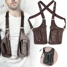 Leder Doppelte Schulterriemen Multi-Tasche Männer Anti-Diebstahl-Brusttasche