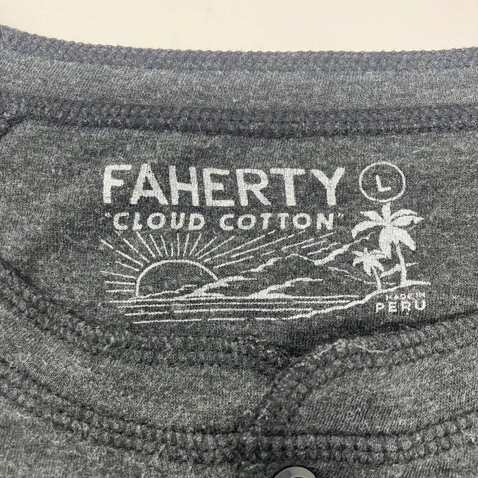 Camisa Henley Faherty Para Hombre L Nube Algodón Gris Manga Larga Informal Preppy Perú Foto 4 de 4