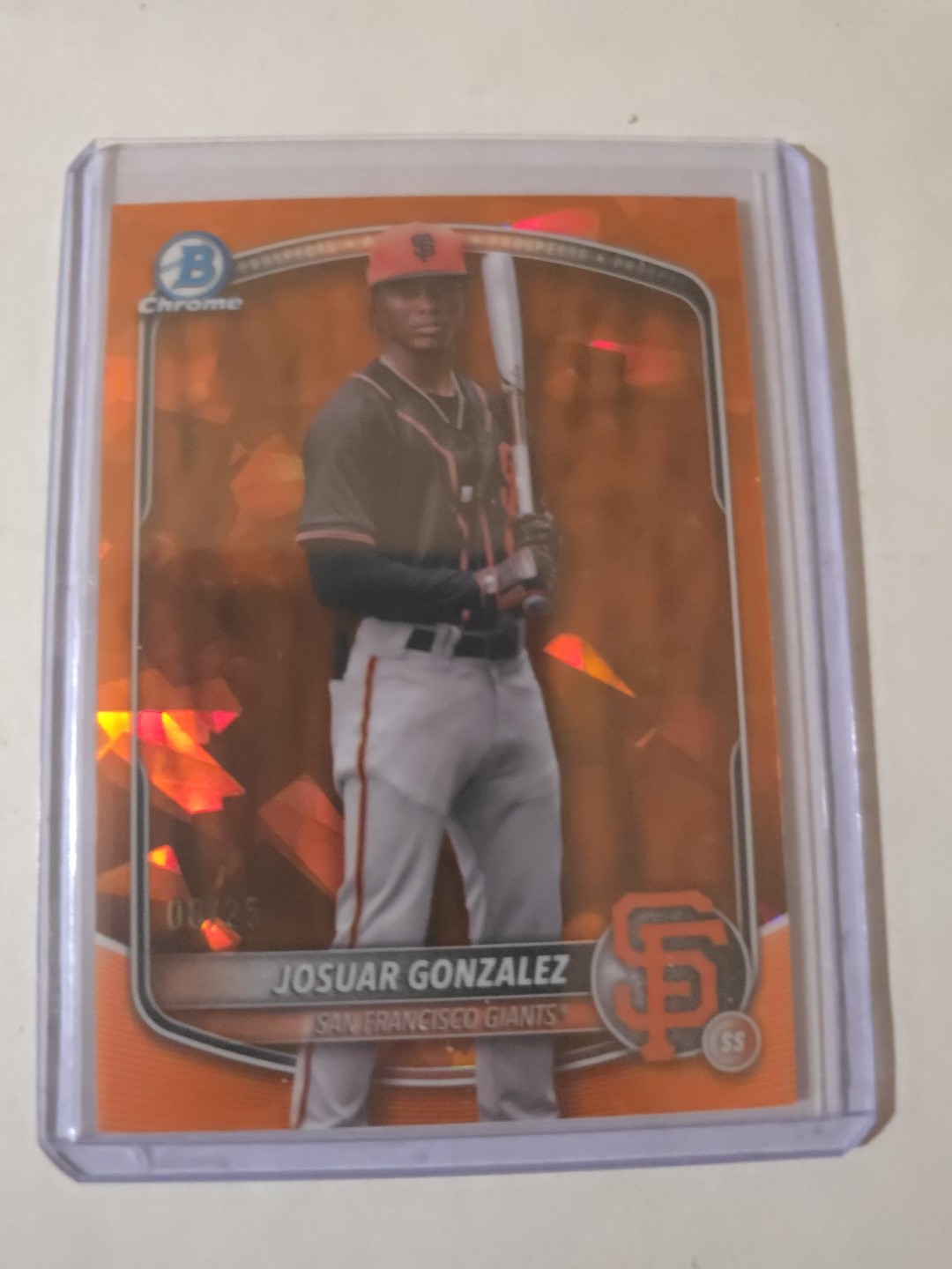 2025 Bowman Chrome Sapphire Josuar Gonzalez, Image Variation Orange/25 Giants