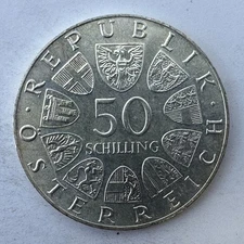Austria 1974 50 Schilling Silver Coin ORF 50 Years Jubilee Austrian Mint