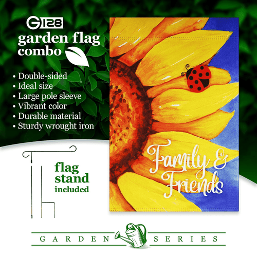 Combo Pack Garden Flag Stand Black 36x 6 in and Garden Flag 12x18 in Sunflower - Picture 7 of 9