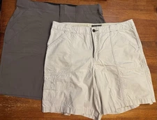 Eddie Bauer Shorts Womens Sz 16 Beige & Brown Summer Trail Cargo Hiking Lot of 2