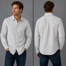 Brooks Brothers 1818 Regent Shirt Men 16 35 White Blue Micro Check Supima Cotton