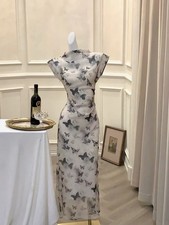Women Chinese Style Cheongsam Dress Elegant Summer Maxi Qipao Floral Slim Fit