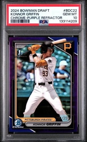 2024 Konnor Griffin 1st Bowman Chrome Draft Purple Refractor BDC-22 /250 PSA 10