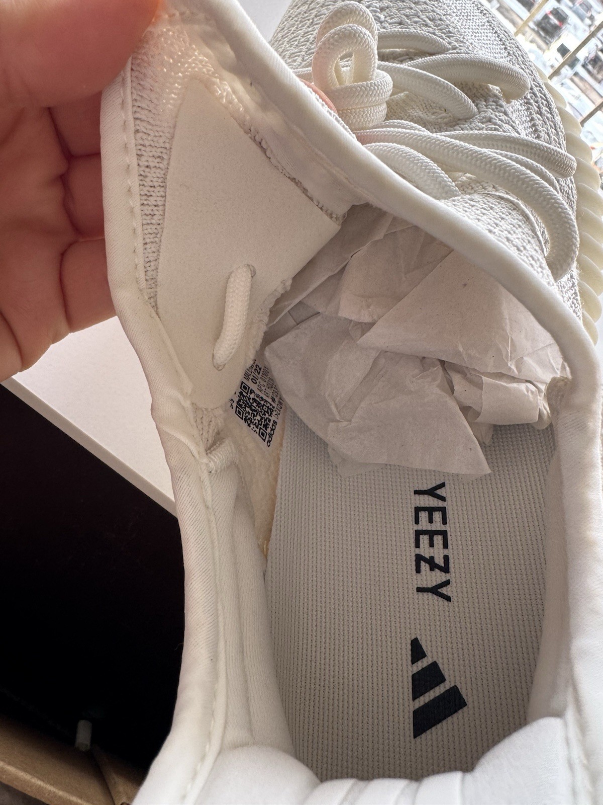 adidas Yeezy Boost 350 V2 White Primeknit Lace Up Low Top Men's Rubber Sneaker