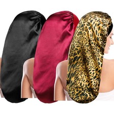 4 Pack Extra Long Satin Sleep Cap for Long Hair Dreadlock Night Sleep Bonnet