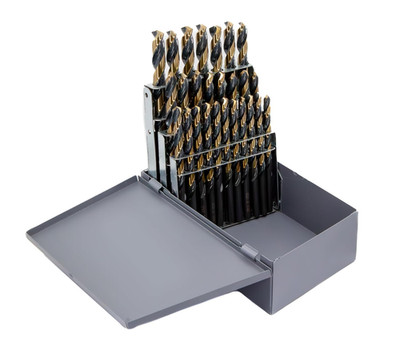- KFD15J-SET 15 Piece Heavy Duty High Speed Steel Drill Bit Set with Black and G