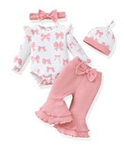 Newborn Infant Baby Girl Clothes 0-3 Months Baby Girl Outfit Infant Long Slee...