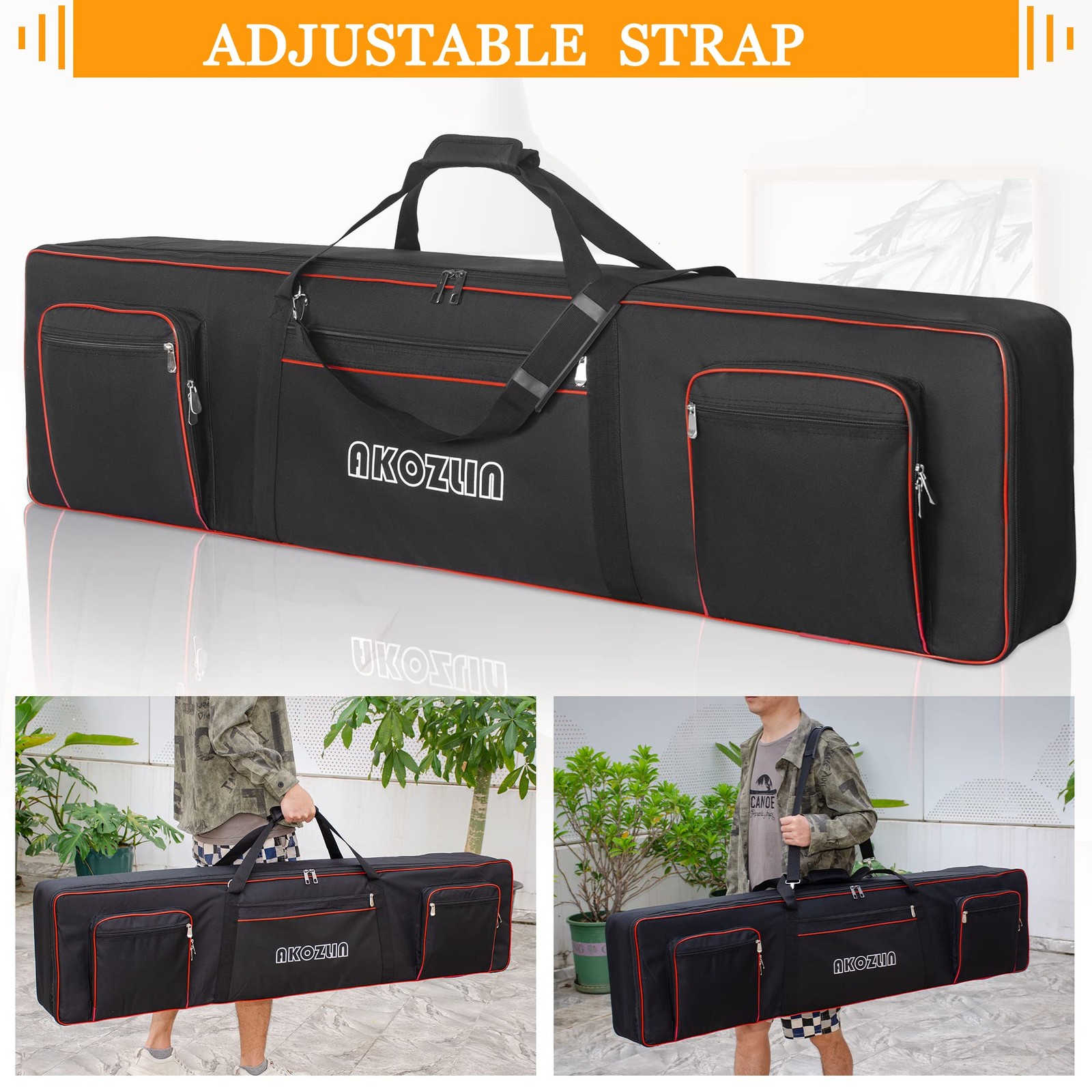Tastiera Pianoforte Elettrico 88 Tasti Gig Bag con Cinghie Regolabili e 5 Tasche foto 6