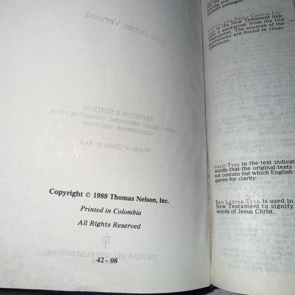 Holy Bible (KJV) 1989 Reference Edition, Red Letter, 2005B Nelson ...