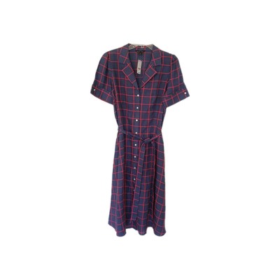 Brooks Brothers Ladies Linen Shirtwaist Dress Blue/Red Sz 14 Side Pockets  NWT | eBay