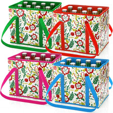 4 Pack Reusable Grocery Bags, Large Heavy-Duty Shopping Tote with Box Shape, Fol