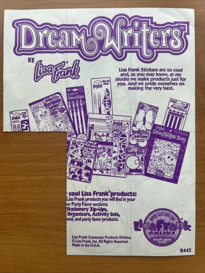 DE COLECCIÓN ULTRA RARO AÑOS 90 LISA FRANK NEGRO ESCRITORES DE SUEÑOS HOJA DE PEGATINAS DRAGONES Foto 2 de 2