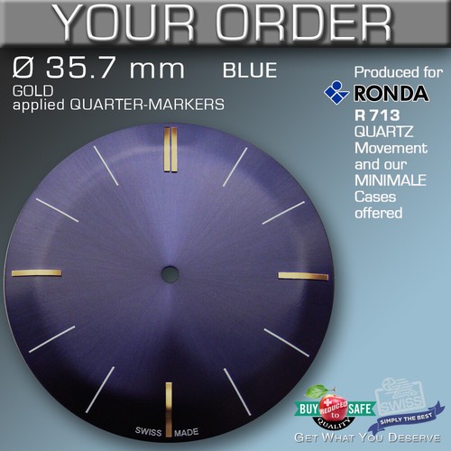 DIAL FOR MOVEMENT RONDA QUARTZ , R713, Ø 37.5 MM, BEND BLACK + BLUE - 第 11/14 張圖片