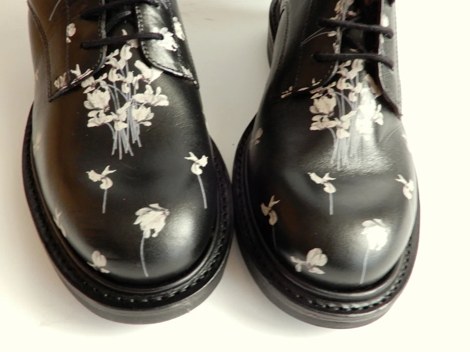 ERDEM X H&M BNWOT JENNY BIKER LEATHER BOOTS EUR-39 US-8 FLORAL BLUMIGE STIEFEL - Imagen 3 de 4