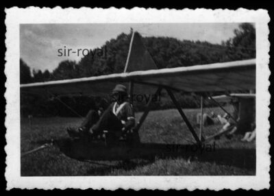 Gleitflieger vor dem Start - 1930er - Segelflieger Luftfahrt - Foto 9x6cm