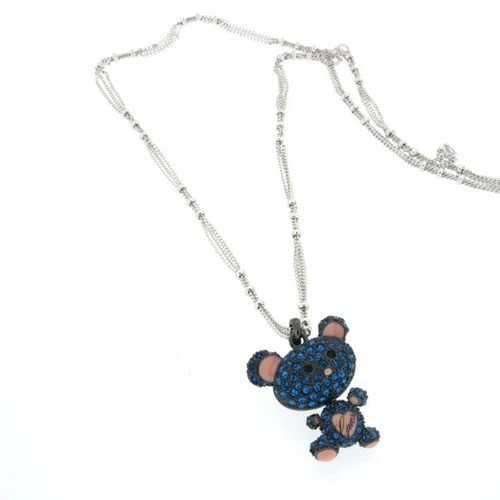 Collana Donna Guess Ubn11232 Ciondolo Orsetto con Pietre Blu e Smalto Rosa - Immagine 2 di 2