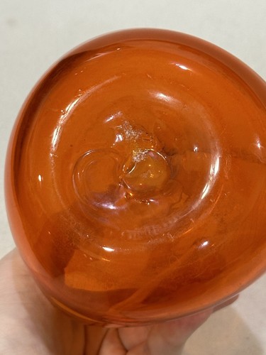 Vintage Retro MCM Orange Tangerine Blenko Pinched Decanter - Missing Lid Topper - Picture 5 of 5