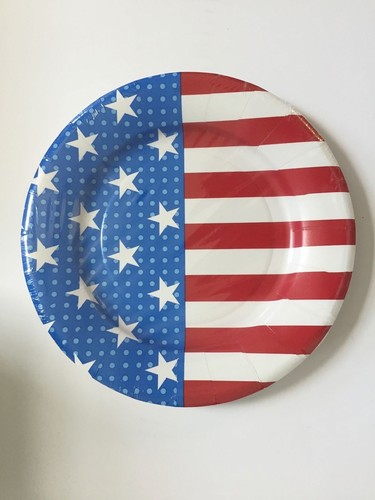 8 patriotic flag paper plates 8" dessert 4th of July red white blue party supply - 第 1/1 張圖片
