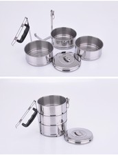 Wasserdichter Speiseständer Lunchbox 3 Fächer 14 cm Edelstahl dfh