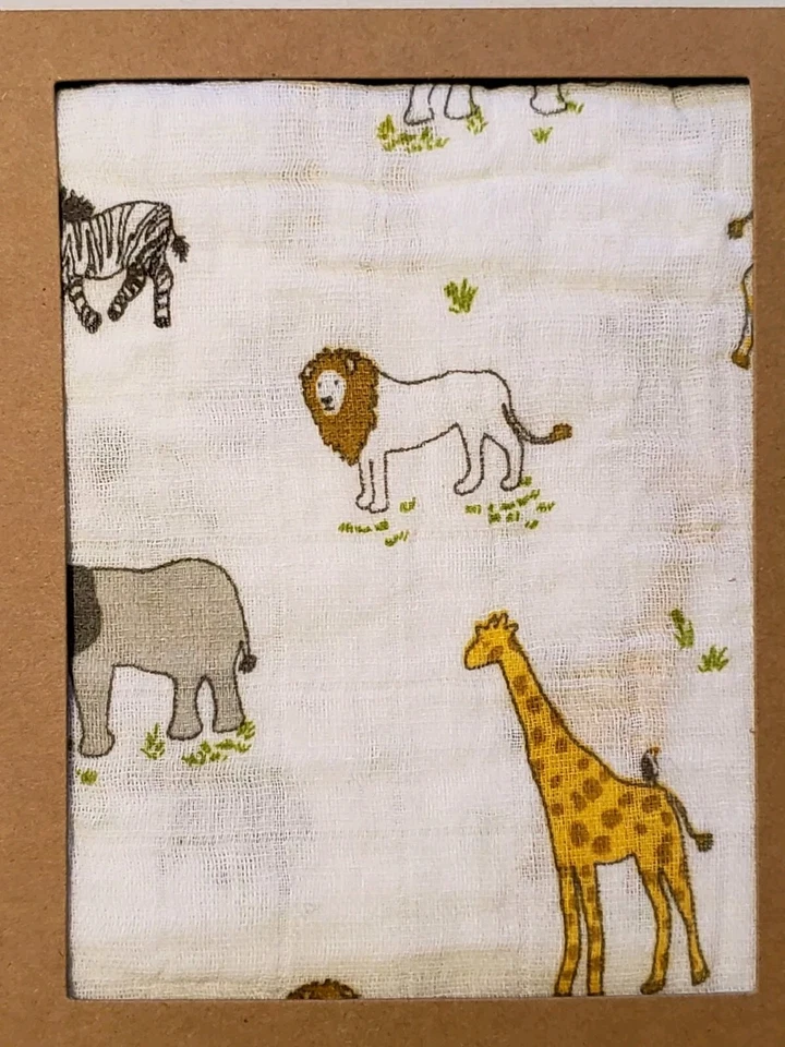 Nuevo NUEVO CON ETIQUETAS Boutique Mud Pie Niña Niño Safari Animal Muselina Envoltura Manta 47 X 47 Foto 4 de 4