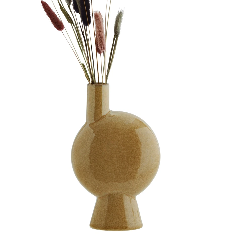 Vase Blumenvase Steingut senfgelb Deko Retro Stil Boho Ethno Scandi Madam Stoltz