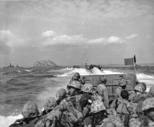 WW2 WWII Photo US Marines on Landing Craft Iwo Jima  World War Two / 1825