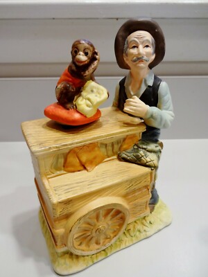 Vtg AMICO MONKEY GRINDER MUSIC BOX Old Man Organ Good Old Summertime Rotates '75
