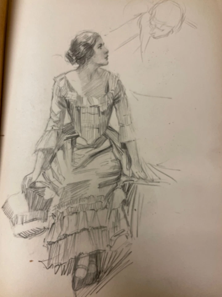 Cuaderno de bocetos de artista vintage de principios del siglo XX - atribuido a Emmett O Smith Foto 4 de 4