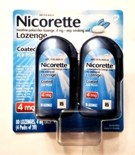 New Nicorette Coated Ice Mint Lozenges  4mg - 80 Count Exp 02/2028 - 4 Vials