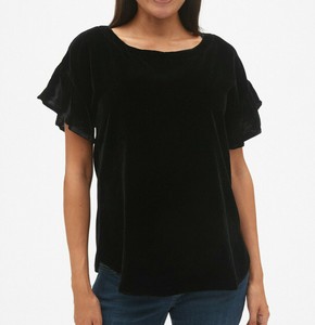 velvet ruffle sleeve top