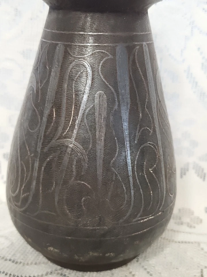 Антикварная исламская индо-персидская ваза из железа с серебряной вазой koftgari - Изображение 2 из 4