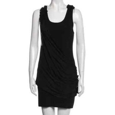 ALICE + OLIVIA Scoop Neck Mini Dress with Draped Overlay Sequin Detail Small