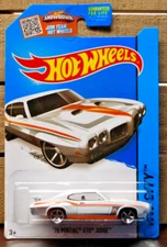 HOT WHEELS 1/64 DIECAST CAR 70 PONTIAC GTO JUDGE PRO TOURING WHITE ©2013 ISSUE