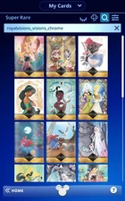 TOPPS DISNEY Collect Full set 22 Super Rare Royal Visions Princess Ariel Anna