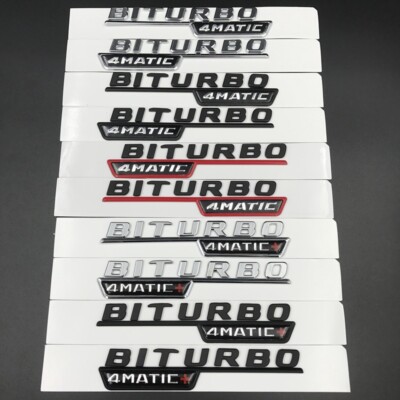 1 pair New TURBO AMG BITURBO 4matic plus emble badge Car Fender side sticker