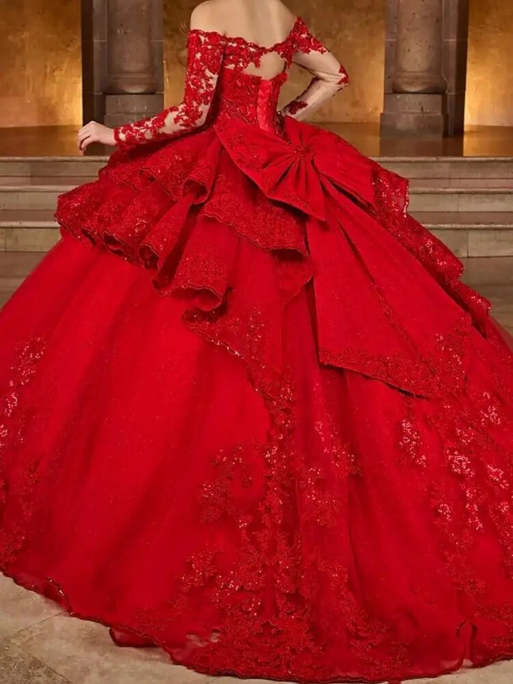 Green Long Sleeve Quinceanera Dresses Lace Applique Bow Sweet 16 Prom