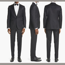 NWT 3,395 ERMENEGILDO ZEGNA 60 R Milano Micronsphere Wool Tuxedo Suit Black
