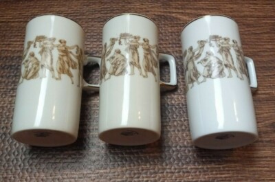 Royal Crown Greek Classic Mug/Cup-Gold Trim Set of 3