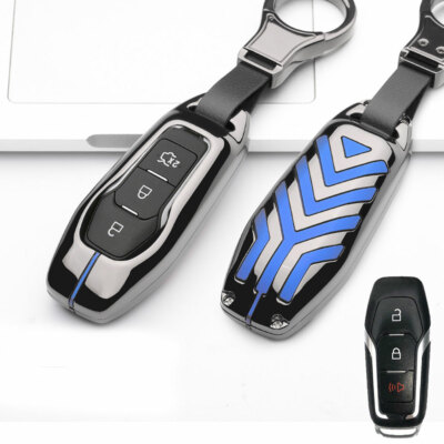 Gun Gray Metall Fernbedienung Schlüsselanhänger Cover Case Schale Halter für Ford Lincoln Smart Key