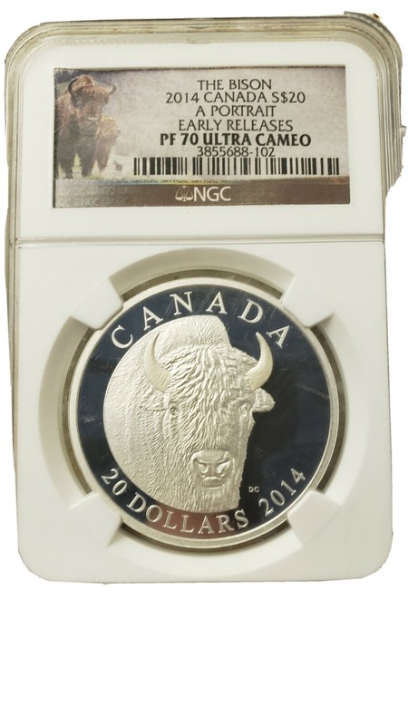 The Bison 2014 Canada $20 Dollar A Portrait Early Releases PF 70 Ultra  Cameo
