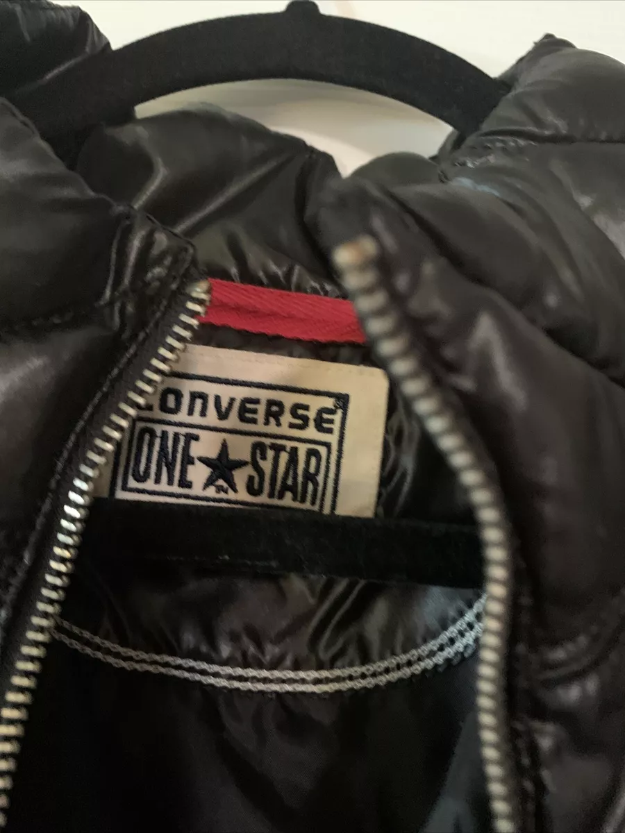 Converse One Star Down Jacket Sleeveless Puffer Zip Vest Black Size Extra Large