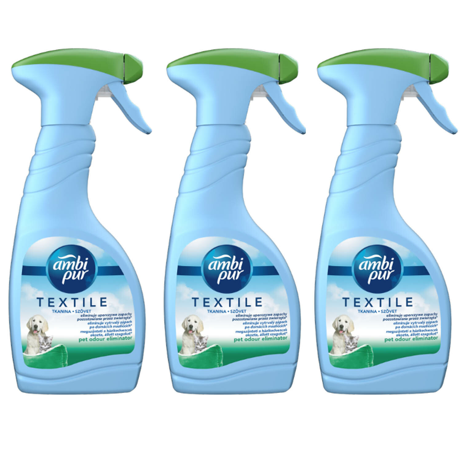 3 X Ambi Pur Febreze Fabric Freshener Spray Pet Odour Eliminator 500ml eBay