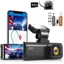 REDTIGER F7N Dash Cam 64GB Card Front and Rear Dash Cam 4K and Hardwire Kit