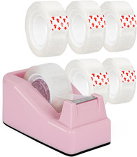 Desktop Tape Dispenser Pink with Weighted Nonskid Base - Includes 6 Rolls of Tra